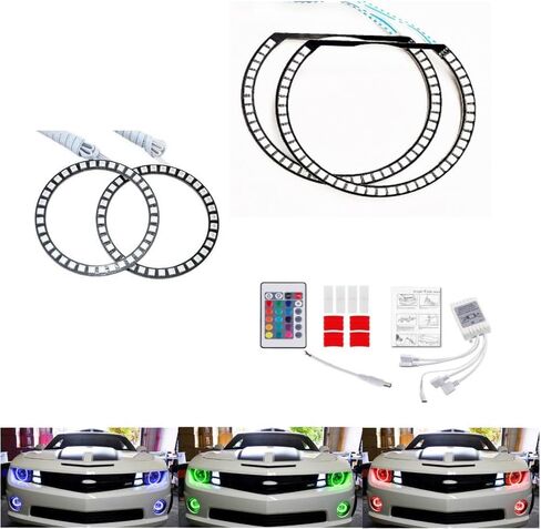 RGB LED Angel Eyes Halo Rings & Fog Lights for Chevrolet Chevy Camaro 2010 2011 2012 2013 Headlight Accessories w/DRL Demon Lights in Saudi Arabia