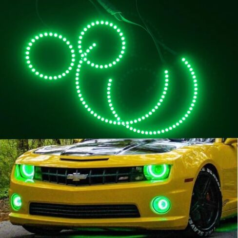 RGB LED Angel Eyes Halo Rings & Fog Lights for Chevrolet Chevy Camaro 2010 2011 2012 2013 Headlight Accessories w/DRL Demon Lights in Saudi Arabia