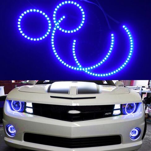 RGB LED Angel Eyes Halo Rings & Fog Lights for Chevrolet Chevy Camaro 2010 2011 2012 2013 Headlight Accessories w/DRL Demon Lights in Saudi Arabia