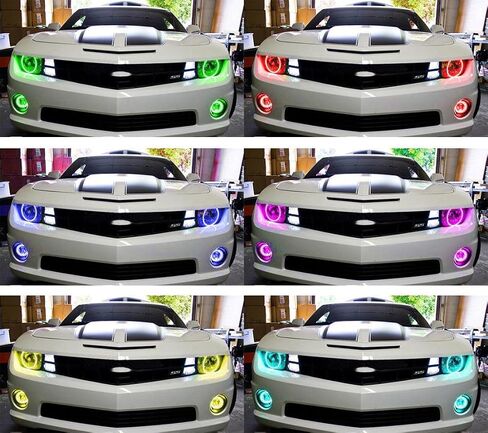 RGB LED Angel Eyes Halo Rings & Fog Lights for Chevrolet Chevy Camaro 2010 2011 2012 2013 Headlight Accessories w/DRL Demon Lights in Saudi Arabia