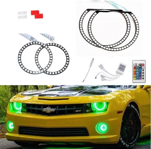 RGB LED Angel Eyes Halo Rings & Fog Lights for Chevrolet Chevy Camaro 2010 2011 2012 2013 Headlight Accessories w/DRL Demon Lights in Saudi Arabia