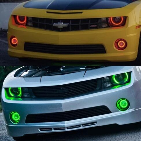 RGB LED Angel Eyes Halo Rings & Fog Lights for Chevrolet Chevy Camaro 2010 2011 2012 2013 Headlight Accessories w/DRL Demon Lights in Saudi Arabia