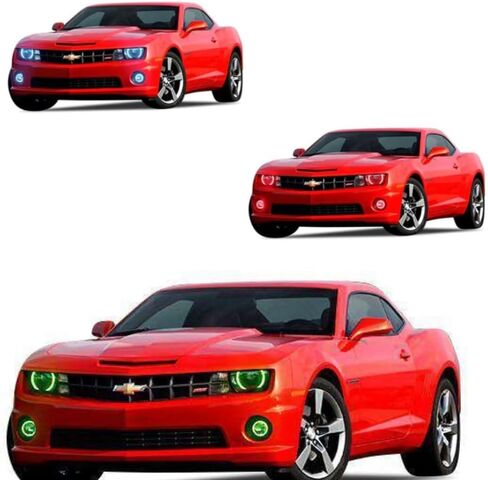 RGB LED Angel Eyes Halo Rings & Fog Lights for Chevrolet Chevy Camaro 2010 2011 2012 2013 Headlight Accessories w/DRL Demon Lights in Saudi Arabia