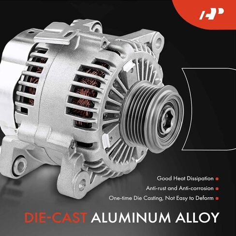 A-Premium Alternator Compatible with Hyundai Sonata & Kia Magentis 06-08, Optima 06-09, Rondo 07-09, L4 2.4L, with 2-Pin Plug, 110A 12V CW 6-Groove Clutch Pulley, Replace# 02131-9130, 37300-25301 in Saudi Arabia