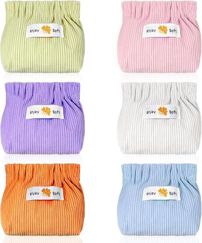 JIEYAO 6Pcs Corduroy Makeup Bags, Elastic Hair Tie Organizer Multicolor Storage Bag Daily Travel Organizer Bag Travel Makeup Pouch Portable Cosmetic Accessories Storage Multipurpose Pouches for Women in Saudi Arabia