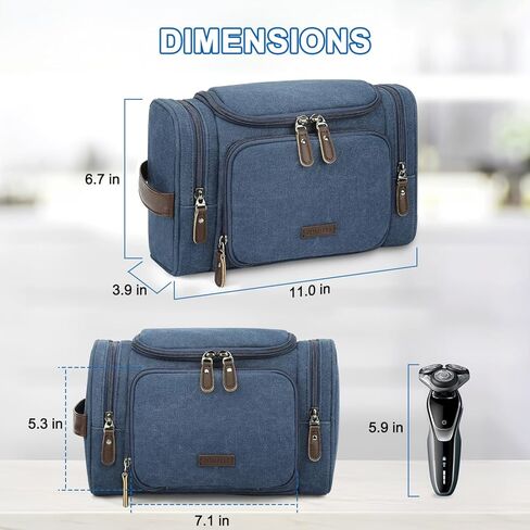 حقيبة أدوات الزينة للسفر للرجال من زومفيلت، منظم أدوات الزينة من القماش مع جيب مبلل، حقيبة حلاقة بجيوب متعددة مقاومة للماء لأساسيات الصالة الرياضية وإكسسوارات أدوات الزينة، أسود in Kuwait