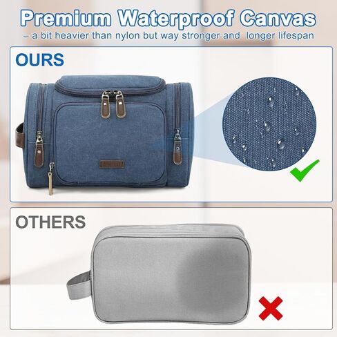 حقيبة أدوات الزينة للسفر للرجال من زومفيلت، منظم أدوات الزينة من القماش مع جيب مبلل، حقيبة حلاقة بجيوب متعددة مقاومة للماء لأساسيات الصالة الرياضية وإكسسوارات أدوات الزينة، أسود in Kuwait