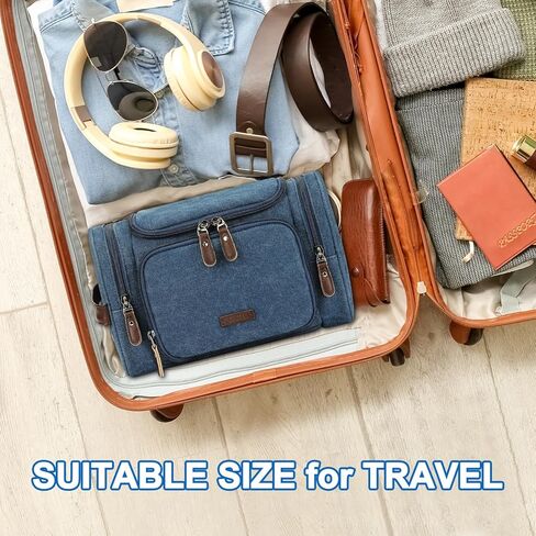 حقيبة أدوات الزينة للسفر للرجال من زومفيلت، منظم أدوات الزينة من القماش مع جيب مبلل، حقيبة حلاقة بجيوب متعددة مقاومة للماء لأساسيات الصالة الرياضية وإكسسوارات أدوات الزينة، أسود in Kuwait