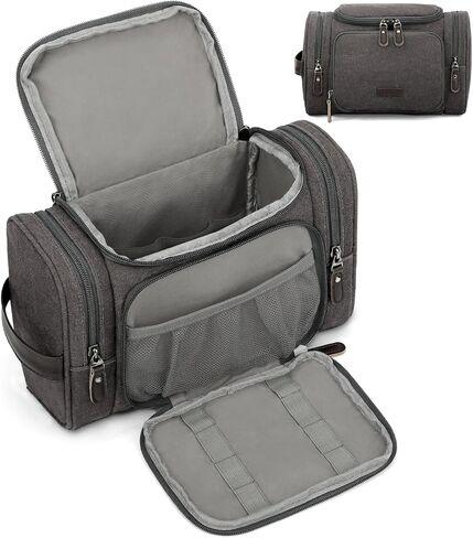 حقيبة أدوات الزينة للسفر للرجال من زومفيلت، منظم أدوات الزينة من القماش مع جيب مبلل، حقيبة حلاقة بجيوب متعددة مقاومة للماء لأساسيات الصالة الرياضية وإكسسوارات أدوات الزينة، أسود in Kuwait