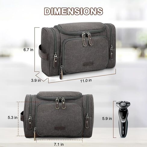 حقيبة أدوات الزينة للسفر للرجال من زومفيلت، منظم أدوات الزينة من القماش مع جيب مبلل، حقيبة حلاقة بجيوب متعددة مقاومة للماء لأساسيات الصالة الرياضية وإكسسوارات أدوات الزينة، أسود in Kuwait