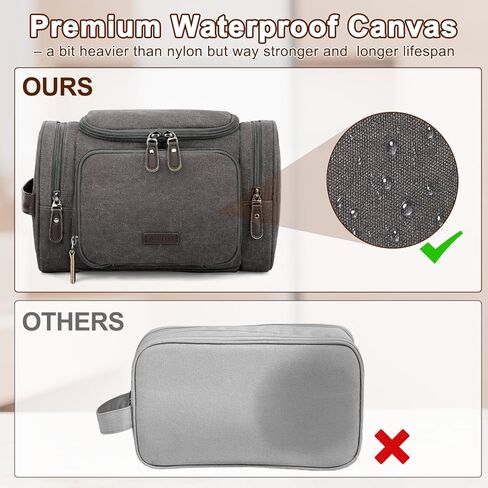 حقيبة أدوات الزينة للسفر للرجال من زومفيلت، منظم أدوات الزينة من القماش مع جيب مبلل، حقيبة حلاقة بجيوب متعددة مقاومة للماء لأساسيات الصالة الرياضية وإكسسوارات أدوات الزينة، أسود in Kuwait