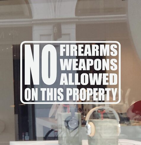 JBY Graphics NO FIREARMS WEAPONS ALLOWED ON THIS PROPERTY WINDOW GLASS VINYL DECAL SIGN White, Red, Black in Saudi Arabia