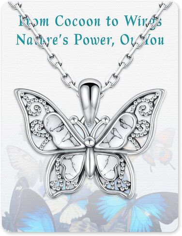 925-Sterling-Silver Turquoise Butterfly Necklaces for Women - Vintage Oxidized Butterfly for Friends Pendants, Exquisite Necklace to Gift Her for Christmas, Thanksgiving, and Birthdays for Her in Kuwait