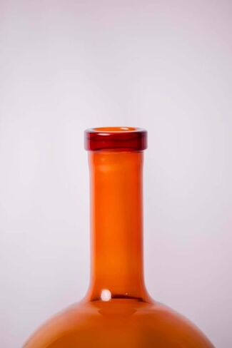 1 pc 8.6 Inches Tall Amber Glass Bulk Vase, Bottleneck Bulbous Bud vases, Vintage Glass Classic Vase for Flower, Living Room, Bedroom, Shelf, Wedding, Home Décor, Photoshoot Setup in Saudi Arabia