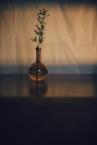 1 pc 8.6 Inches Tall Amber Glass Bulk Vase, Bottleneck Bulbous Bud vases, Vintage Glass Classic Vase for Flower, Living Room, Bedroom, Shelf, Wedding, Home Décor, Photoshoot Setup in Saudi Arabia