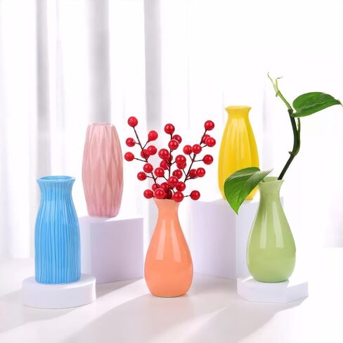 Ceramic Simple Vase for Flowers Plants,Mini Vase for Home Living Room Desk (Yellow 001) in Saudi Arabia