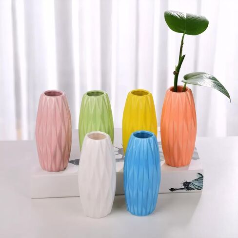 Ceramic Simple Vase for Flowers Plants,Mini Vase for Home Living Room Desk (Yellow 001) in Saudi Arabia