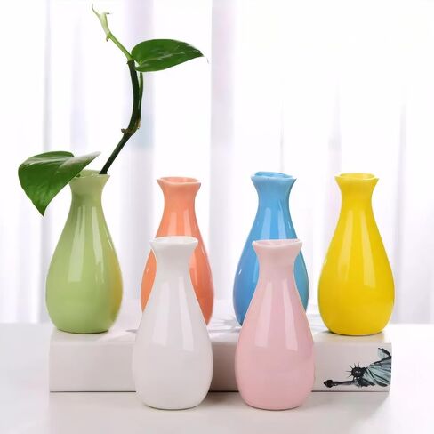 Ceramic Simple Vase for Flowers Plants,Mini Vase for Home Living Room Desk (Yellow 001) in Saudi Arabia