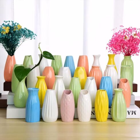 Ceramic Simple Vase for Flowers Plants,Mini Vase for Home Living Room Desk (Yellow 001) in Saudi Arabia