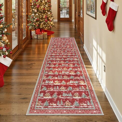 LEEVAN Christmas Door Mat Outdoor Entrance, Red Front Doormats Christmas Porch Rug, 2x3 Outside Layered Mats Washable Bathroom Rug Non Slip, Kitchen Sink Rug Porch/Back Door, Winter Front Door Mat in Kuwait
