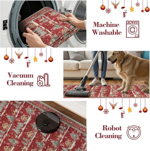 LEEVAN Christmas Door Mat Outdoor Entrance, Red Front Doormats Christmas Porch Rug, 2x3 Outside Layered Mats Washable Bathroom Rug Non Slip, Kitchen Sink Rug Porch/Back Door, Winter Front Door Mat in Kuwait