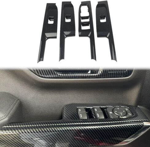 غطاء لوحة مفاتيح رفع النافذة من ألياف الكربون لسيارة 2019-2025 Chevy Silverado 1500/GMC Sierra 1500 لـ 2020-2025 Sierra/Silverado 2500 3500 HD (4 أبواب (كابينة الطاقم)) in Saudi Arabia