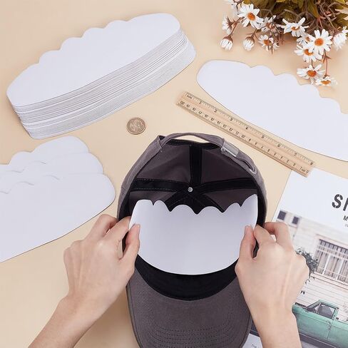 FINGERINSPIRE 50 Pcs Baseball Caps Inserts Shapers 3.8x10.5inch White Baseball Caps Inserts Universal Cap Inner Liner Cardboard Hat Support Brim Holder for Fitted Ball Sports Cap Insert in Saudi Arabia
