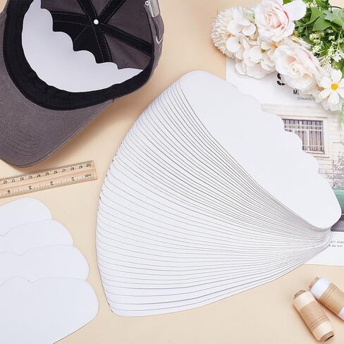 FINGERINSPIRE 50 Pcs Baseball Caps Inserts Shapers 3.8x10.5inch White Baseball Caps Inserts Universal Cap Inner Liner Cardboard Hat Support Brim Holder for Fitted Ball Sports Cap Insert in Saudi Arabia