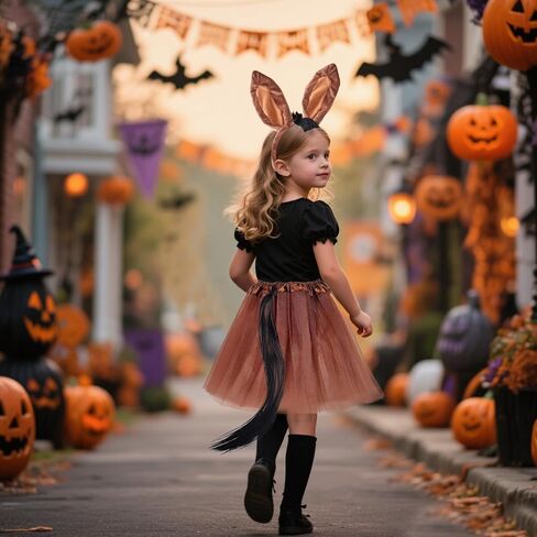 4 Pieces Halloween Horse Costume Horse Set Ears Headband Bow Tie and Tail Tutu for Women Christmas Carnival Cosplay Party Animal Suit in Saudi Arabia