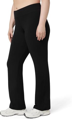 سروال يوجا No Nonsense Lounge، سروال ضيق من القطن باللون الأسود، درزة داخلية 32.5 بوصة، حزام خصر عريض، تغطية غير ظاهرة، ساق واسعة مريحة in Kuwait