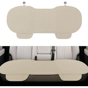 غطاء مقعد السيارة الخلفي من الكتان، وسادة المقعد الخلفي، واقيات المقعد الخلفي الطويلة المضادة للانزلاق مع جيب للتخزين، غطاء وسادة خلفي مريح ومسامي يناسب معظم سيارات الدفع الرباعي (أسود) in Kuwait