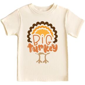 Thanksgiving shirt for kids, Big Turkey Shirt, Toddler Shirt, Fall (3T, LIGHT GRAY) in Saudi Arabia