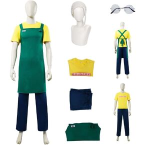 Halloween Sakamoto Men's Anime Cosplay Costume Top Pants Apron Suit With Wig and Glasses in Saudi Arabia