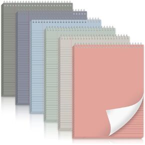 gisgfim 6 Pcs Pastel Top Bound Spiral Notebooks 8-1/2" x 11" College Ruled Aesthetic Legal Pad Top Spiral Steno Pads Colored Paper Assorted Covers Spiral Notebook for Writing School Office Supplies in Kuwait