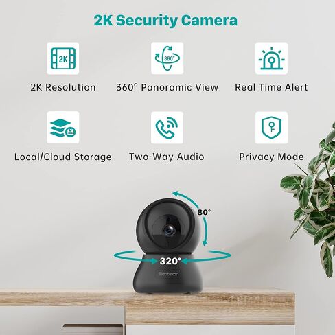 Septekon 4 Pack Camera Indoor Pan/Tilt Security Camera لشاشة Baby Monitor ، كاميرا PET 2K 3MP مع رؤية ليلية ، اكتشاف الحركة ، تخزين سحابة ، متوافق مع Alexa ، White in Kuwait