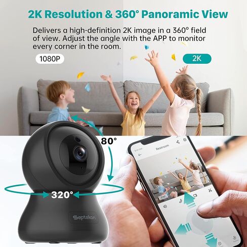 Septekon 4 Pack Camera Indoor Pan/Tilt Security Camera لشاشة Baby Monitor ، كاميرا PET 2K 3MP مع رؤية ليلية ، اكتشاف الحركة ، تخزين سحابة ، متوافق مع Alexa ، White in Kuwait