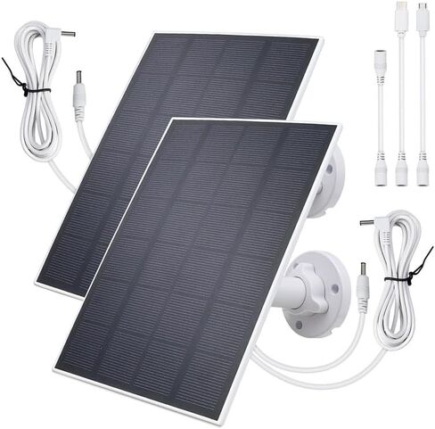 5V 3W Waterproof Solar Panel Charger for Outdoor Security Camera with DC 3.5MM Male and Elbow Cables & Type-C-Female Head & Micro-Female Head，360° Adjustable Bracket Wall Mount for Eufy Camera in Saudi Arabia
