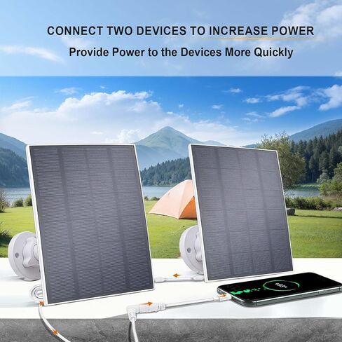 5V 3W Waterproof Solar Panel Charger for Outdoor Security Camera with DC 3.5MM Male and Elbow Cables & Type-C-Female Head & Micro-Female Head，360° Adjustable Bracket Wall Mount for Eufy Camera in Saudi Arabia
