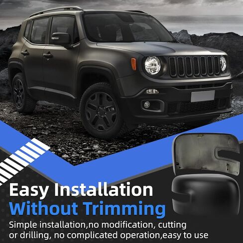 غطاء مرآة جانبية للركاب بديل لسيارة Jeep Renegade 2015 2016 2017 2018 2019 - أغطية مرايا الجانب الأيمن، ملحقات غطاء مرايا الرؤية الخلفية مع مصباح، مزخرف in Kuwait