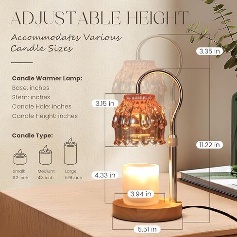 SnowBB Flower Candle Warmer Lamp, Timer Dimmer, Adjustable Height, Birthday Gift for Women Mom Friend Sister, House Warming Gift New Home Decor, Vintage Wax Melt Warmer, Christmas White Elephant Gifts in Saudi Arabia