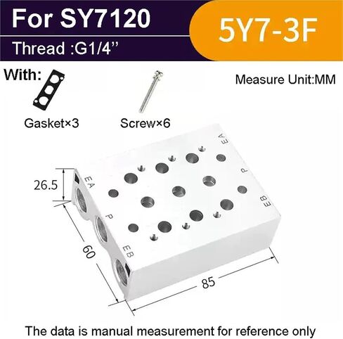 1PCS SS5Y Manifold Base For Air Solenoid Valve SY Series For SY7120 Solenoid Valve(5Y7-8F) in Saudi Arabia