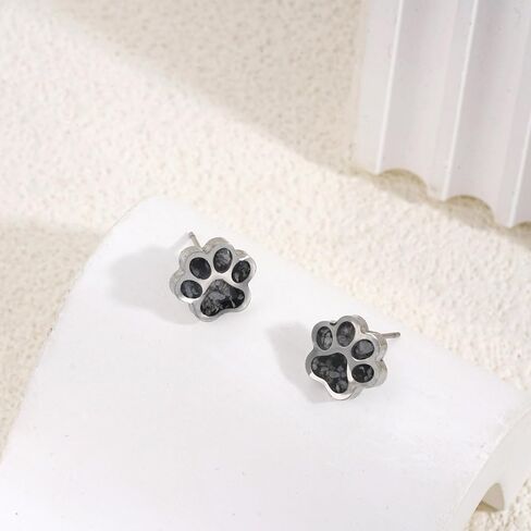 Lauren-Spencer Turquoise Dog Paw Earrings for Women Cute Small Paw Print Stud Earrings Stainless Steel Turquoise Gemstone Dog Jewelry for Women Girls Cat Dog Mom Earrings Animal Jewelry in Saudi Arabia