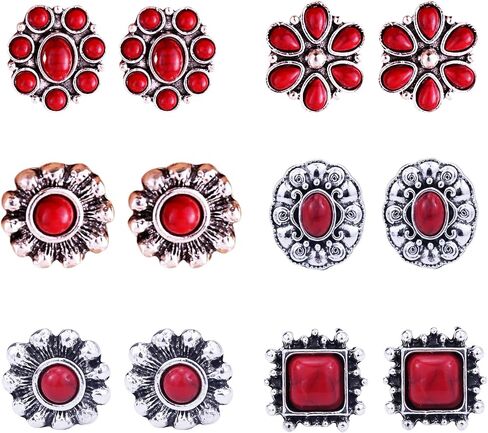 Western Earrings for Women Bohemian Turquoise Earring Set Vintage Turquoise Stud Earring Cowboy Earrings Western Country Concert Rodeo Outfits Jewelry Gift in Saudi Arabia
