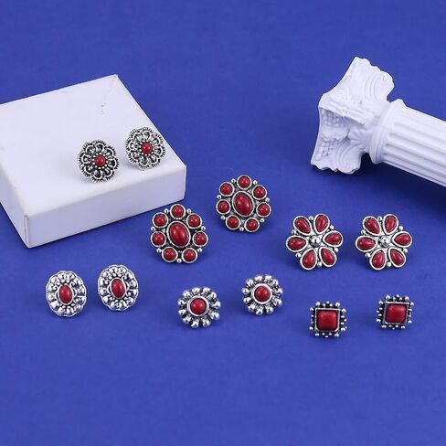 Western Earrings for Women Bohemian Turquoise Earring Set Vintage Turquoise Stud Earring Cowboy Earrings Western Country Concert Rodeo Outfits Jewelry Gift in Saudi Arabia