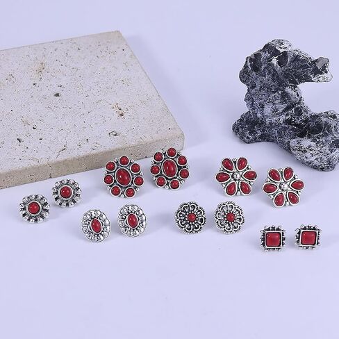 Western Earrings for Women Bohemian Turquoise Earring Set Vintage Turquoise Stud Earring Cowboy Earrings Western Country Concert Rodeo Outfits Jewelry Gift in Saudi Arabia