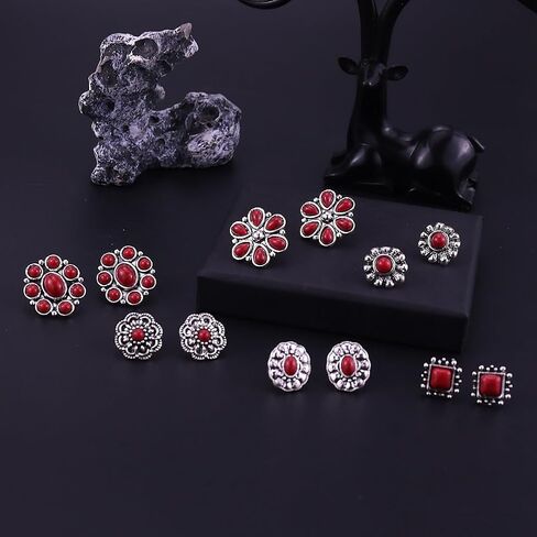 Western Earrings for Women Bohemian Turquoise Earring Set Vintage Turquoise Stud Earring Cowboy Earrings Western Country Concert Rodeo Outfits Jewelry Gift in Saudi Arabia