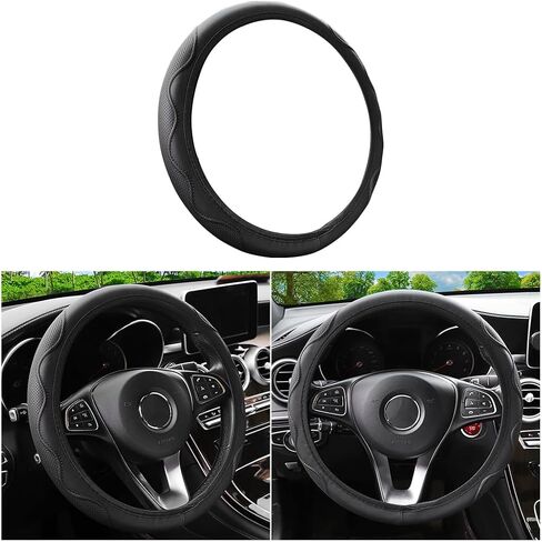 Elastic Stretch Car Steering Wheel Cover, Leather Soft Vehicle Steer Wheel Protector, 14.5-15 Inch Anti-Slip Automotive Protective Guard Accessories, Universal for SUV, Sedan, Truck (Black) in Saudi Arabia