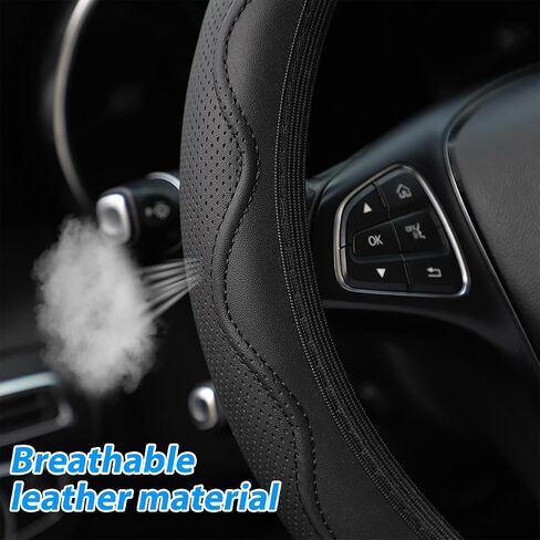 Elastic Stretch Car Steering Wheel Cover, Leather Soft Vehicle Steer Wheel Protector, 14.5-15 Inch Anti-Slip Automotive Protective Guard Accessories, Universal for SUV, Sedan, Truck (Black) in Saudi Arabia