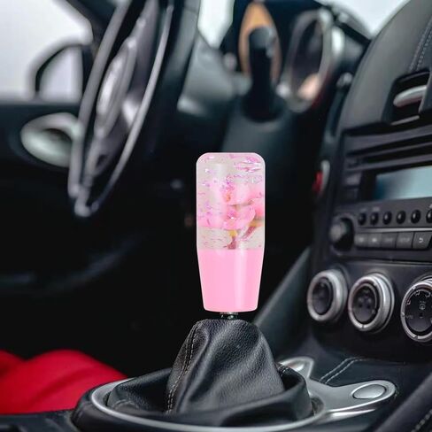 Universal JDM Clear Crystal All Pink Glitter Real Sakura Flower Manual Gear Stick Shift Knob Shifter Lever Head 10cm in Saudi Arabia