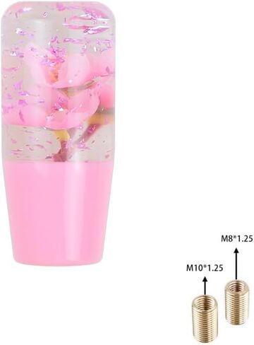 Universal JDM Clear Crystal All Pink Glitter Real Sakura Flower Manual Gear Stick Shift Knob Shifter Lever Head 10cm in Saudi Arabia